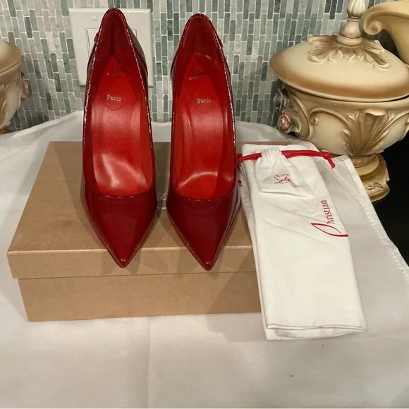 Christian Louboutin Glossy Red Heels - Picture 2 of 7